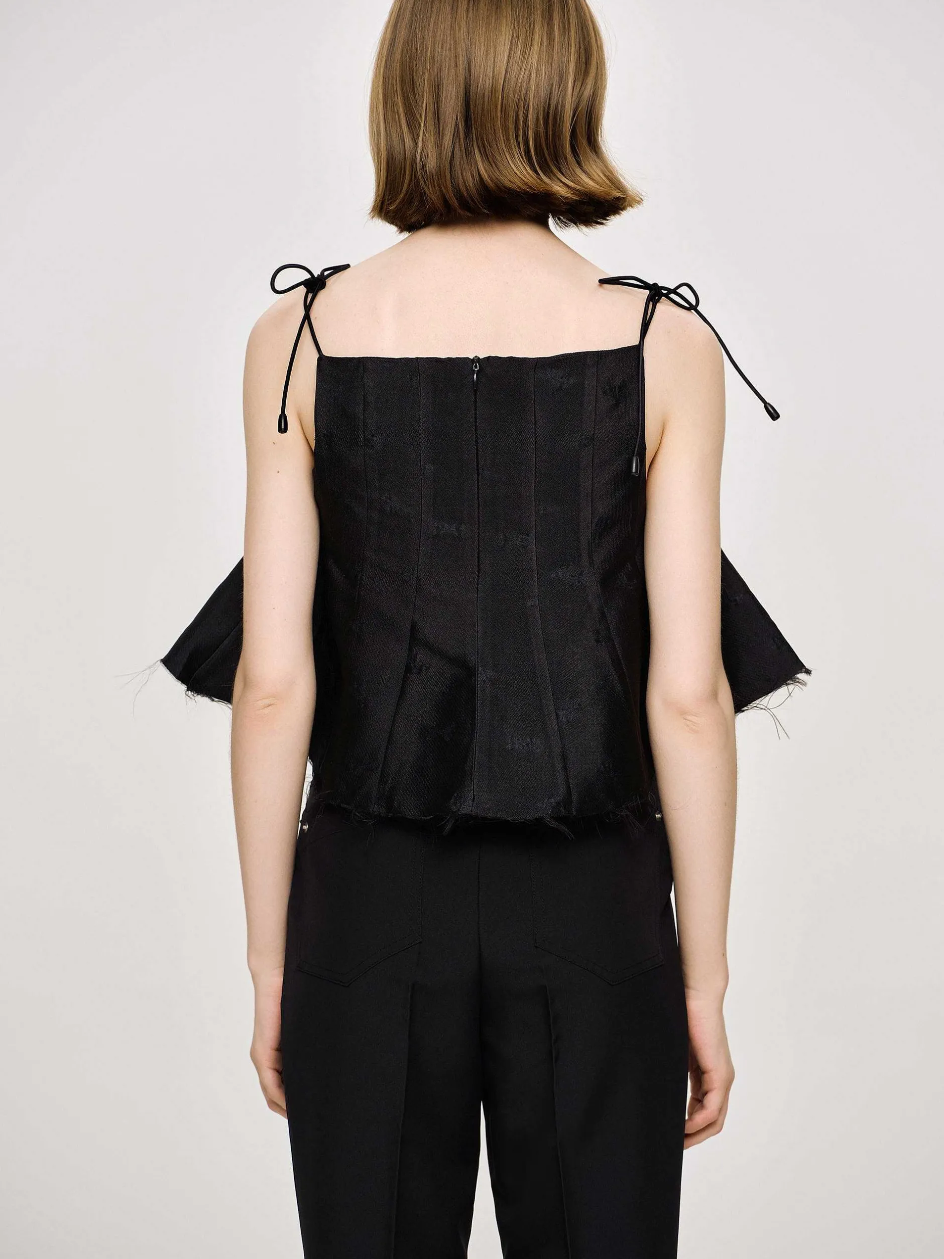 Tops-Source Unknown Extra Cropped Camisole, Black