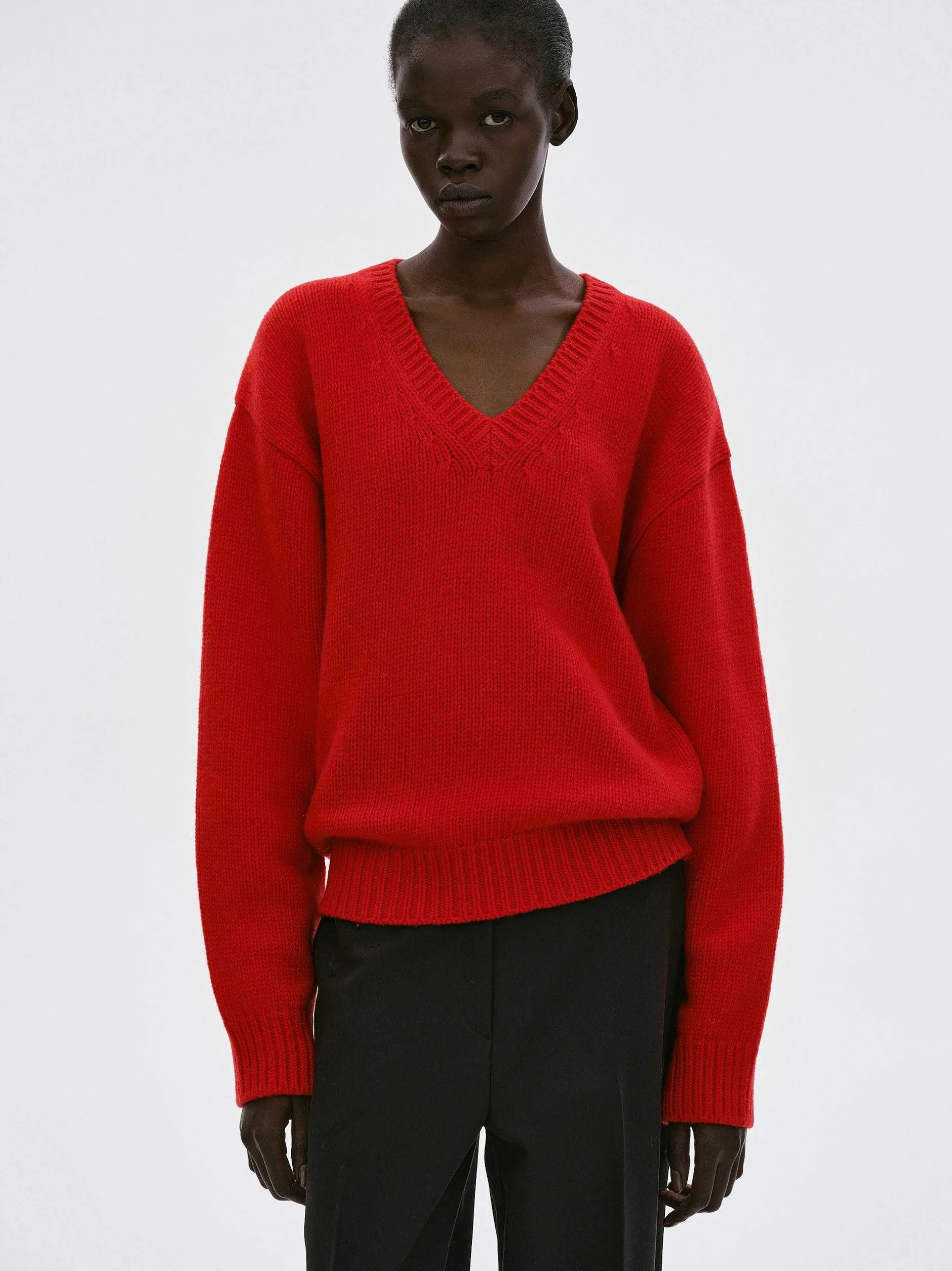 Clothing-Source Unknown Extra-Fine Wool Jumper, Red