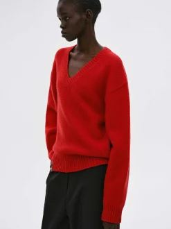 Clothing-Source Unknown Extra-Fine Wool Jumper, Red