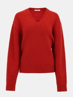 Clothing-Source Unknown Extra-Fine Wool Jumper, Red