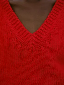 Clothing-Source Unknown Extra-Fine Wool Jumper, Red