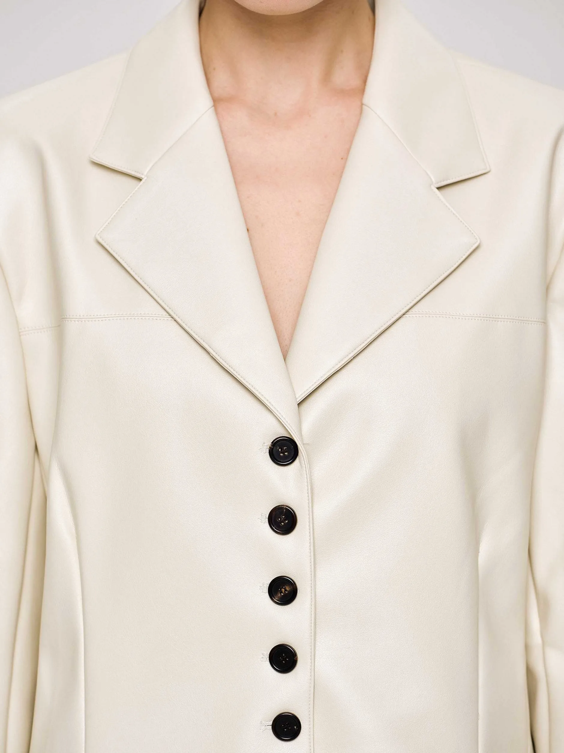 Outerwear-Source Unknown Faux Leather Button Jacket, Warm Beige