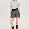 Accessories-Source Unknown Faux Leather Shorts, Fossil Grey