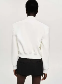 Outerwear-Source Unknown Faux-Leather Bomber Jacket, White