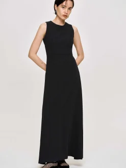 Clothing-Source Unknown Fitted Maxi Dress, Black