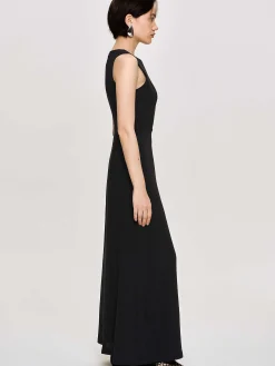 Clothing-Source Unknown Fitted Maxi Dress, Black