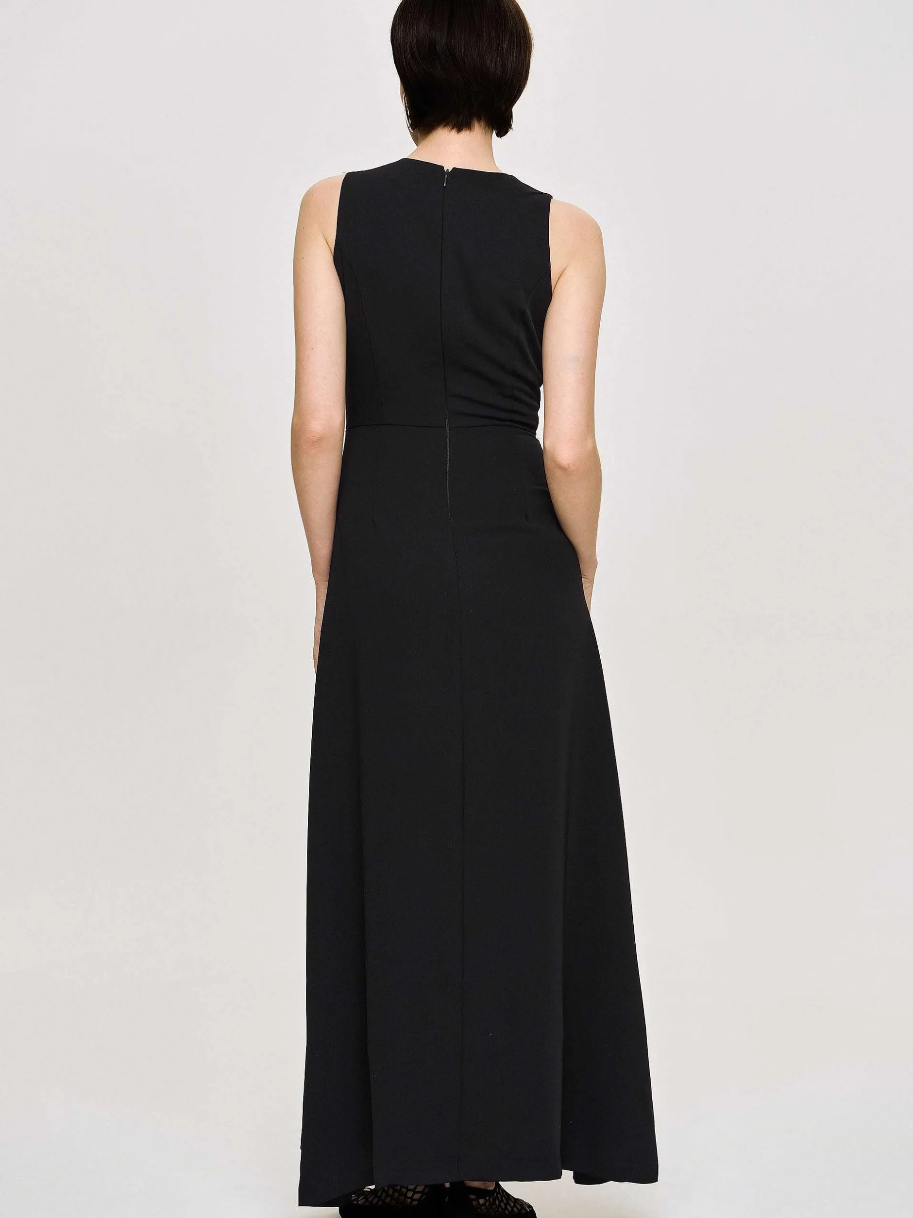 Clothing-Source Unknown Fitted Maxi Dress, Black