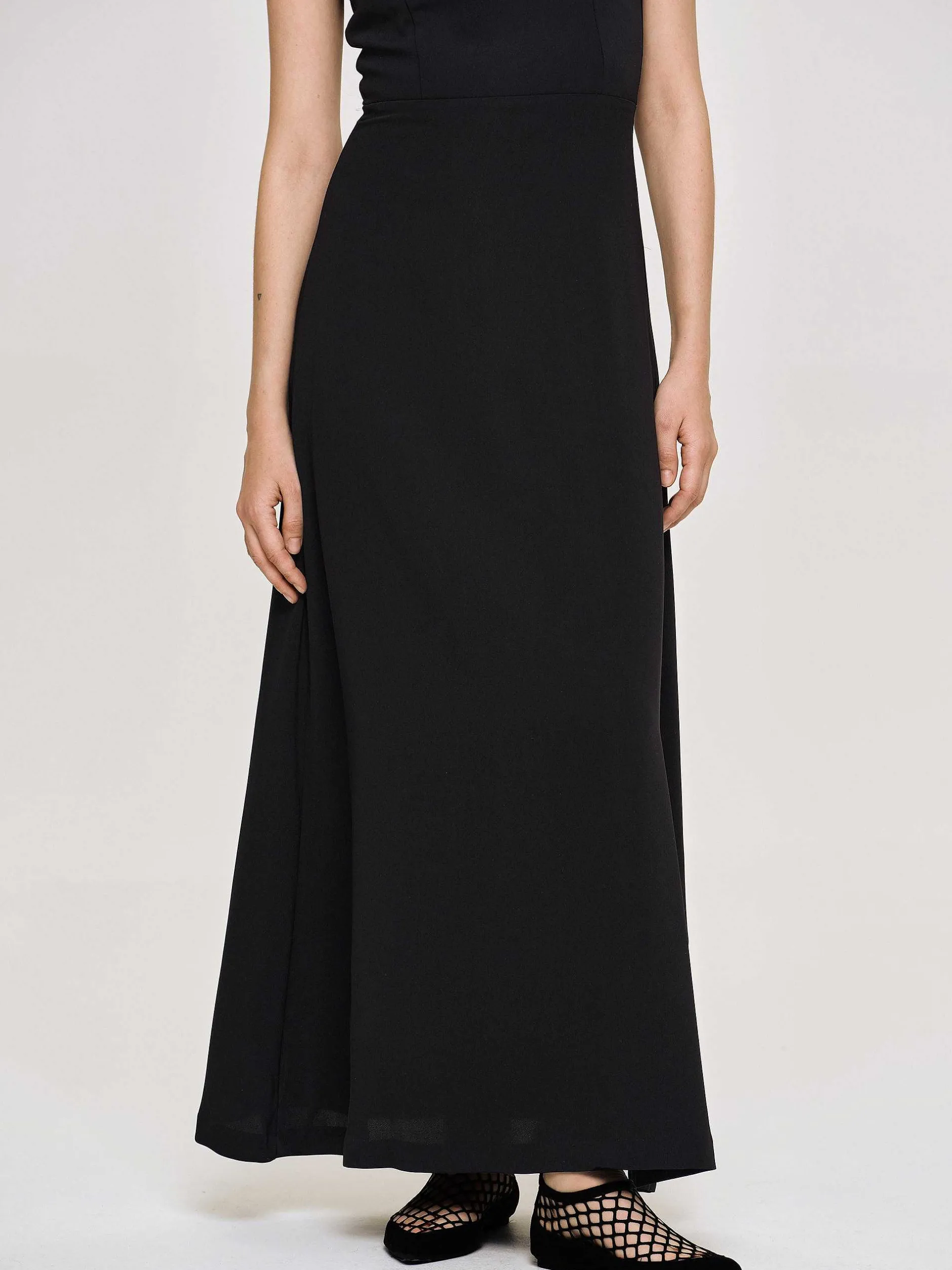 Dresses-Source Unknown Fitted Maxi Dress, Black