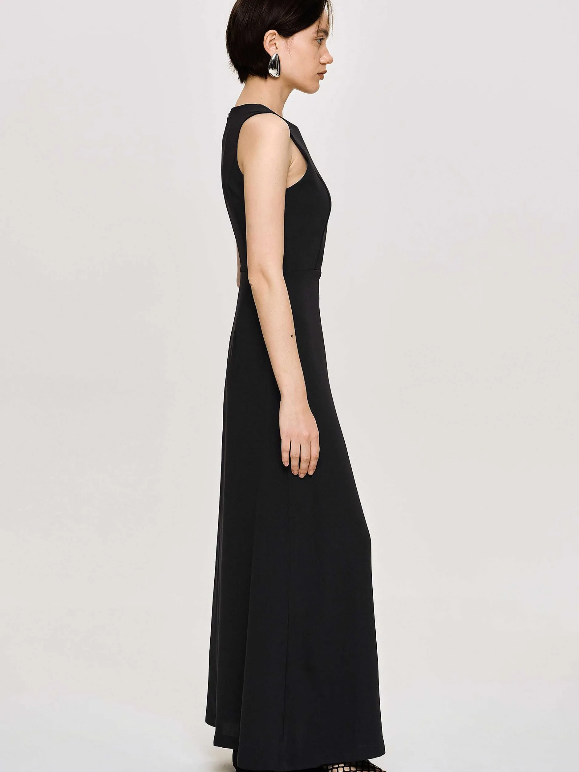 Dresses-Source Unknown Fitted Maxi Dress, Black