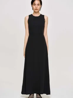 Dresses-Source Unknown Fitted Maxi Dress, Black