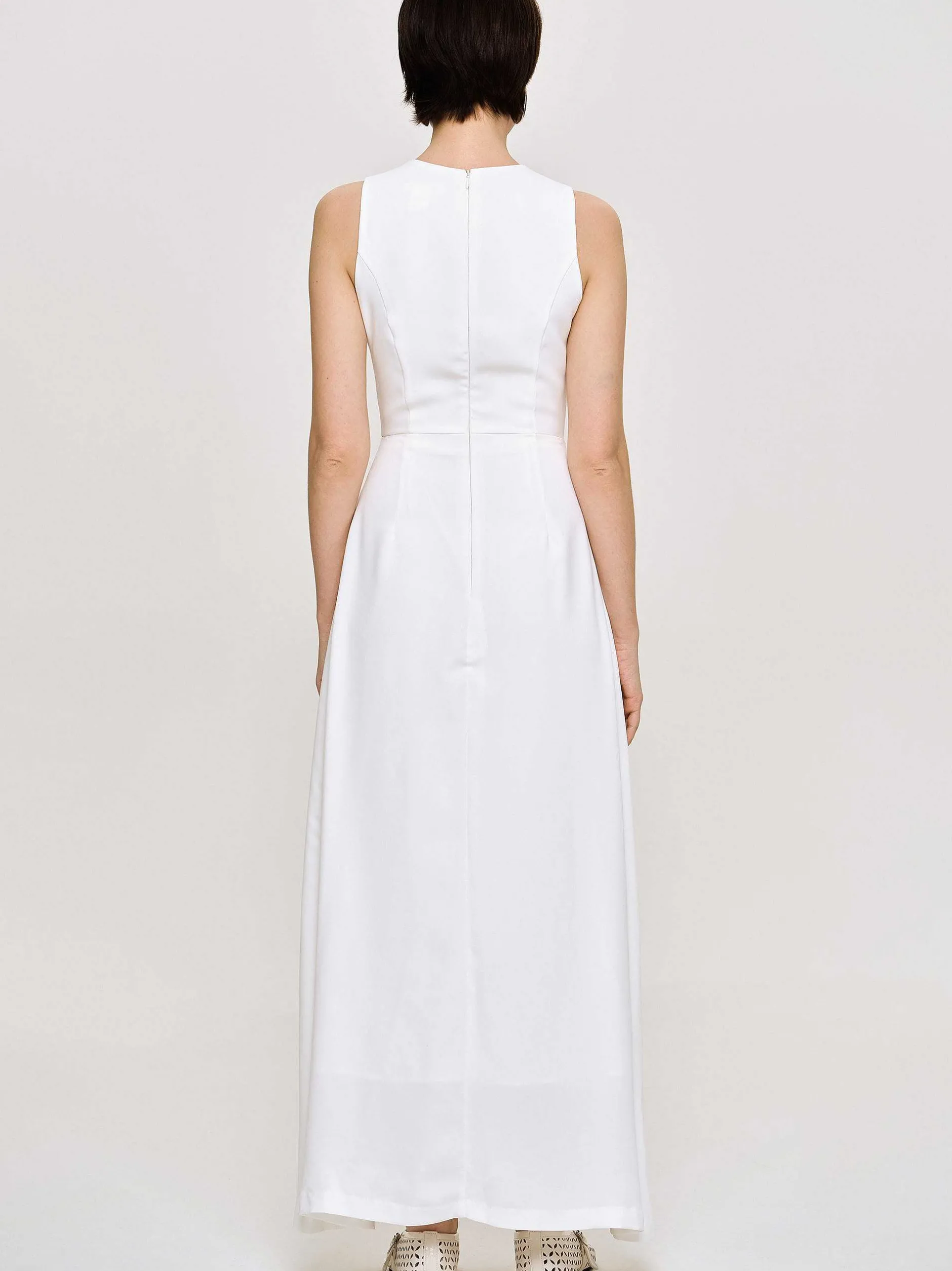 Dresses-Source Unknown Fitted Maxi Dress, White