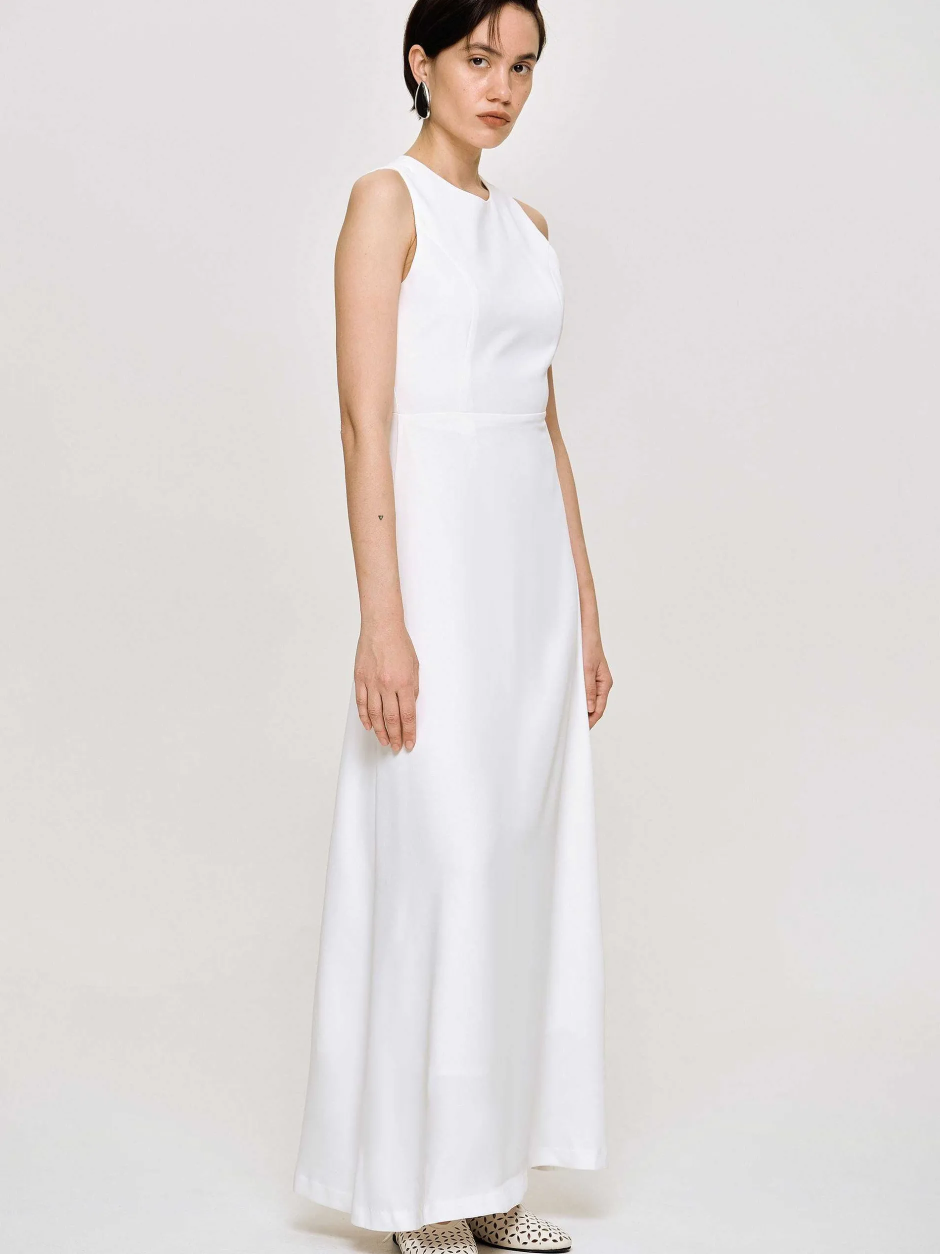 Dresses-Source Unknown Fitted Maxi Dress, White