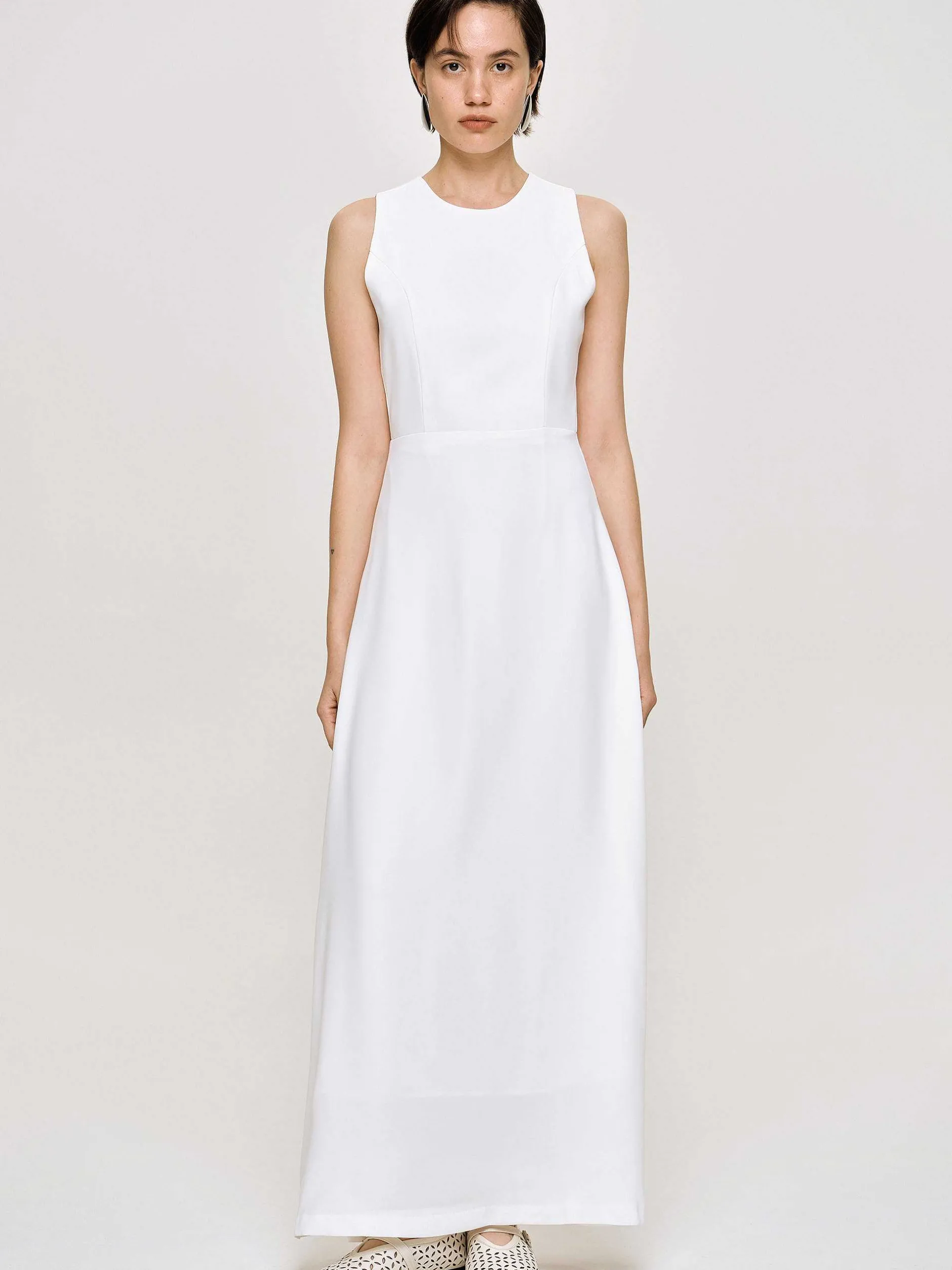 Dresses-Source Unknown Fitted Maxi Dress, White