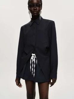Accessories-Source Unknown Fitted Waist Shirt, Navy
