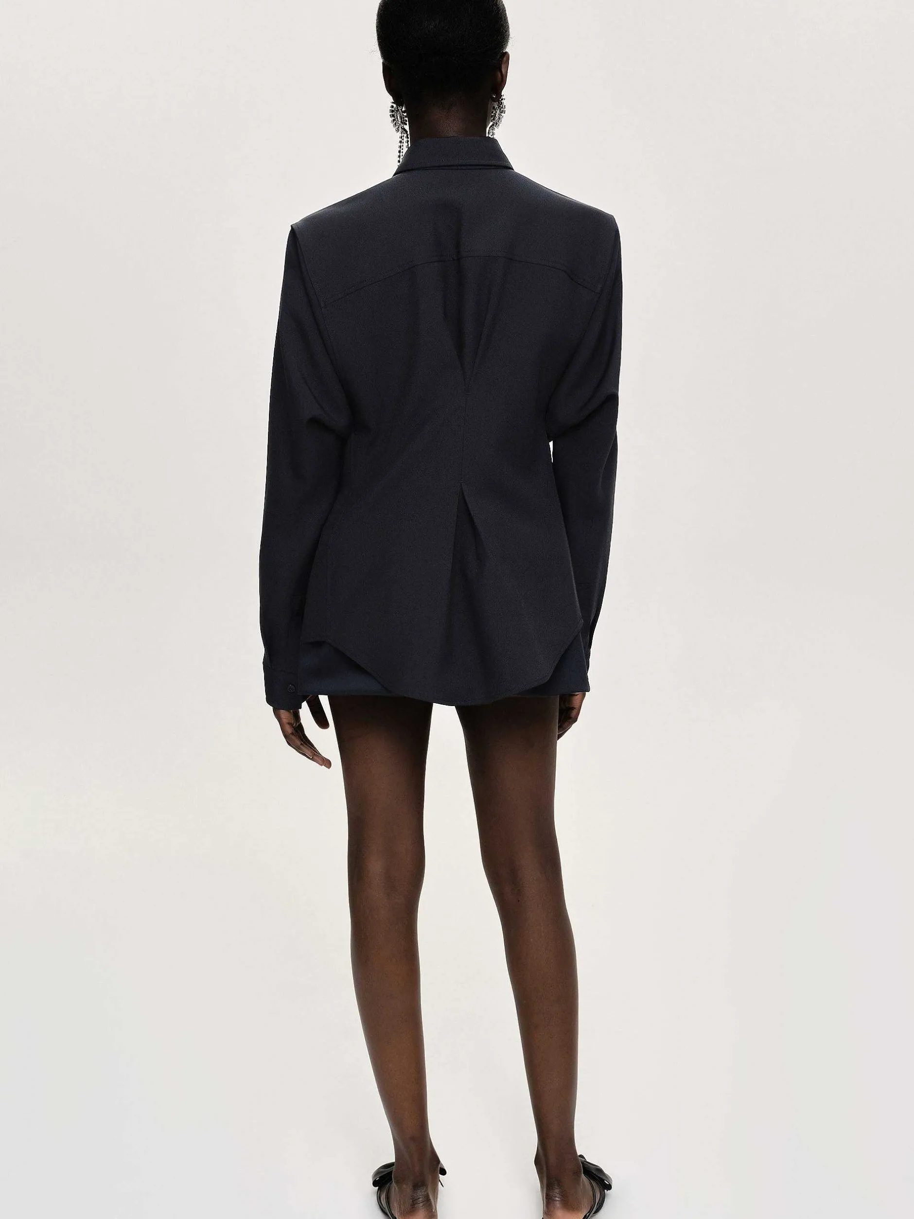 Accessories-Source Unknown Fitted Waist Shirt, Navy