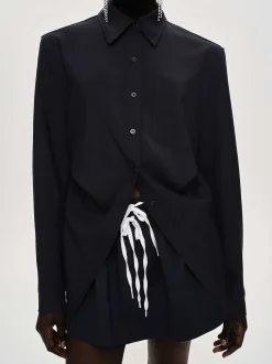 Accessories-Source Unknown Fitted Waist Shirt, Navy
