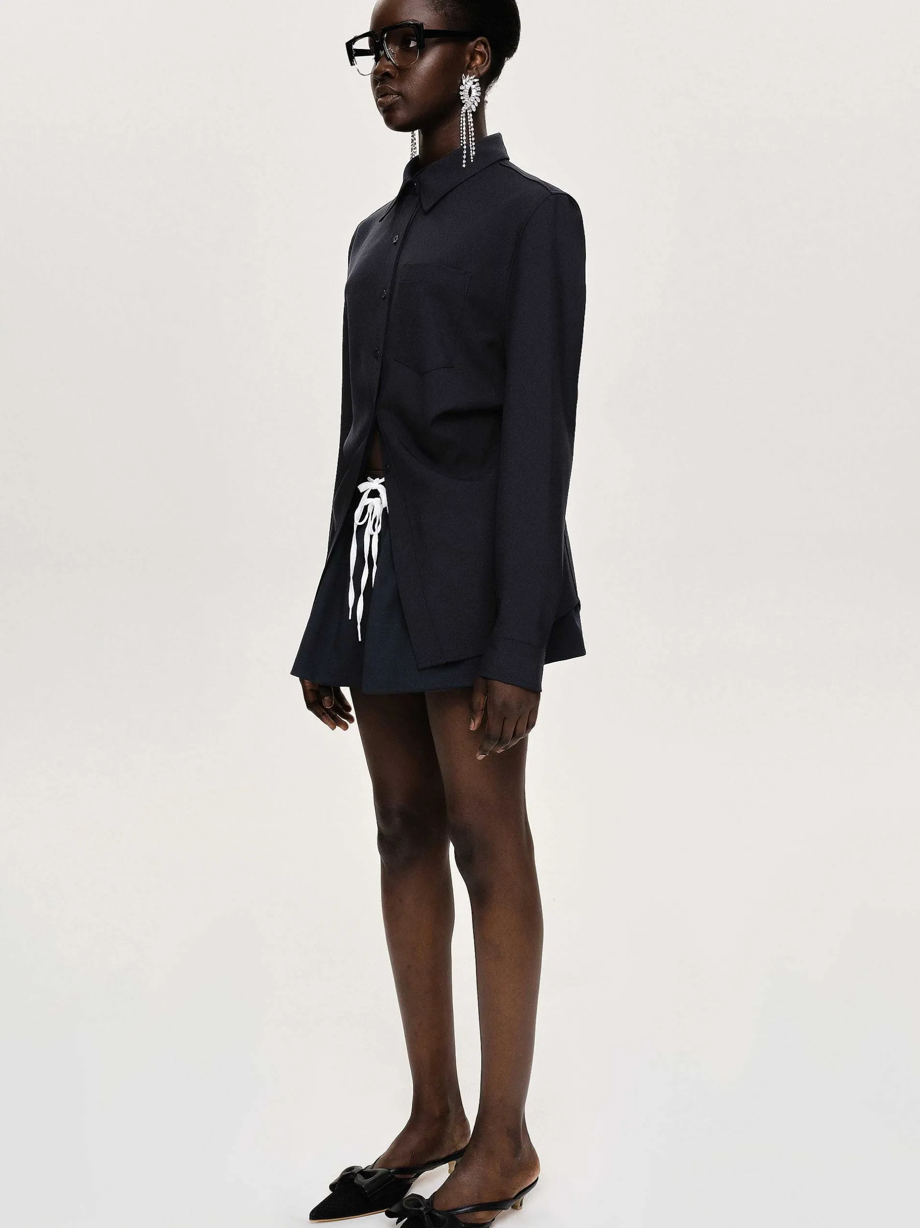 Accessories-Source Unknown Fitted Waist Shirt, Navy