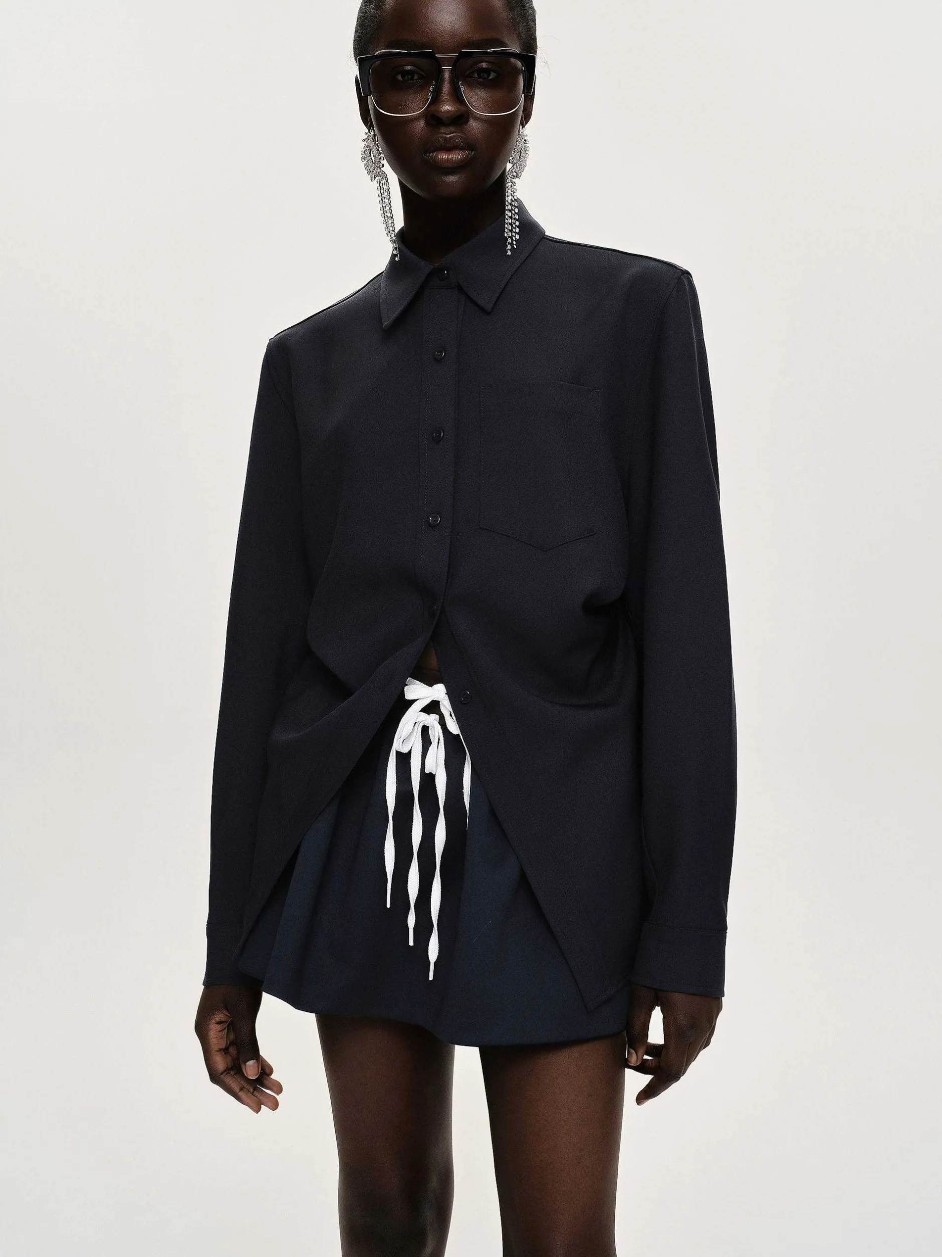 Accessories-Source Unknown Fitted Waist Shirt, Navy