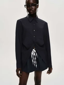 Accessories-Source Unknown Fitted Waist Shirt, Navy