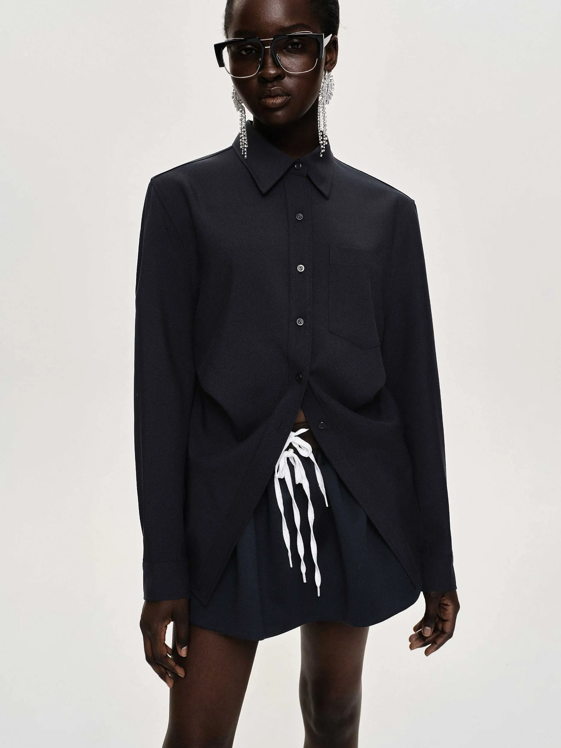Accessories-Source Unknown Fitted Waist Shirt, Navy