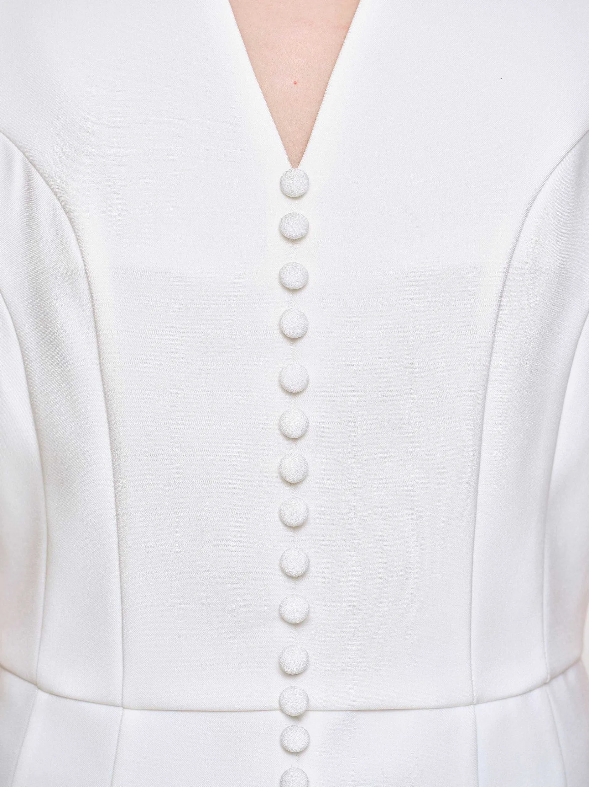 Clothing-Source Unknown Flared Button Vest, White