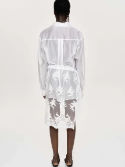 Clothing-Source Unknown Flora-Applique Wrap Skirt, White