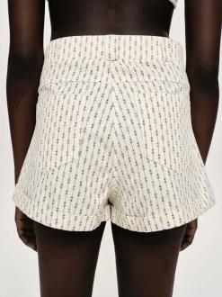 Bottoms-Source Unknown Floral Micro Shorts, Ivory