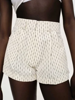 Bottoms-Source Unknown Floral Micro Shorts, Ivory