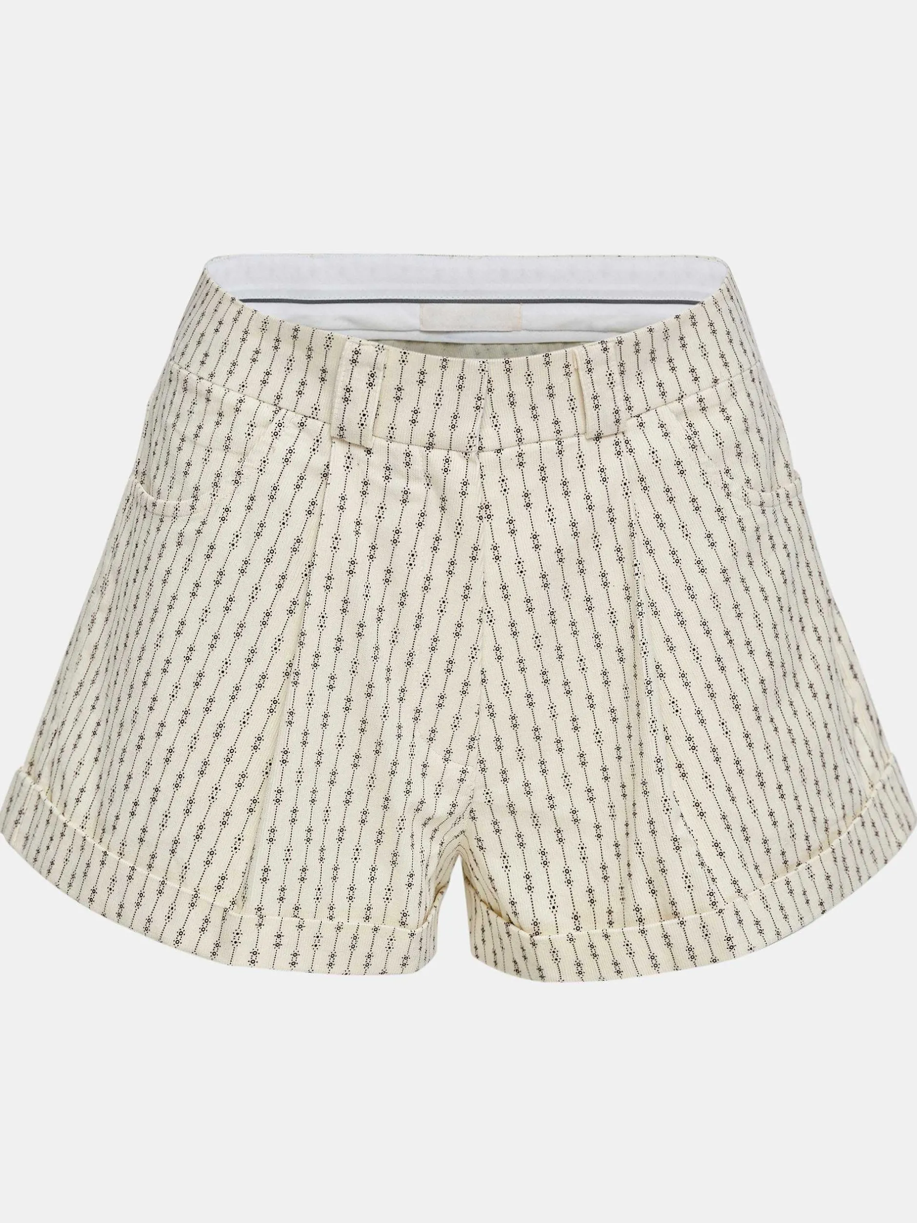 Clothing-Source Unknown Floral Micro Shorts, Ivory