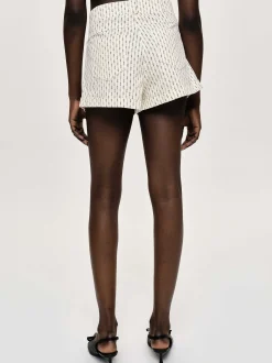 Clothing-Source Unknown Floral Micro Shorts, Ivory