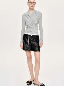 Clothing-Source Unknown Folgore Asymmetric Drape Top, Grey