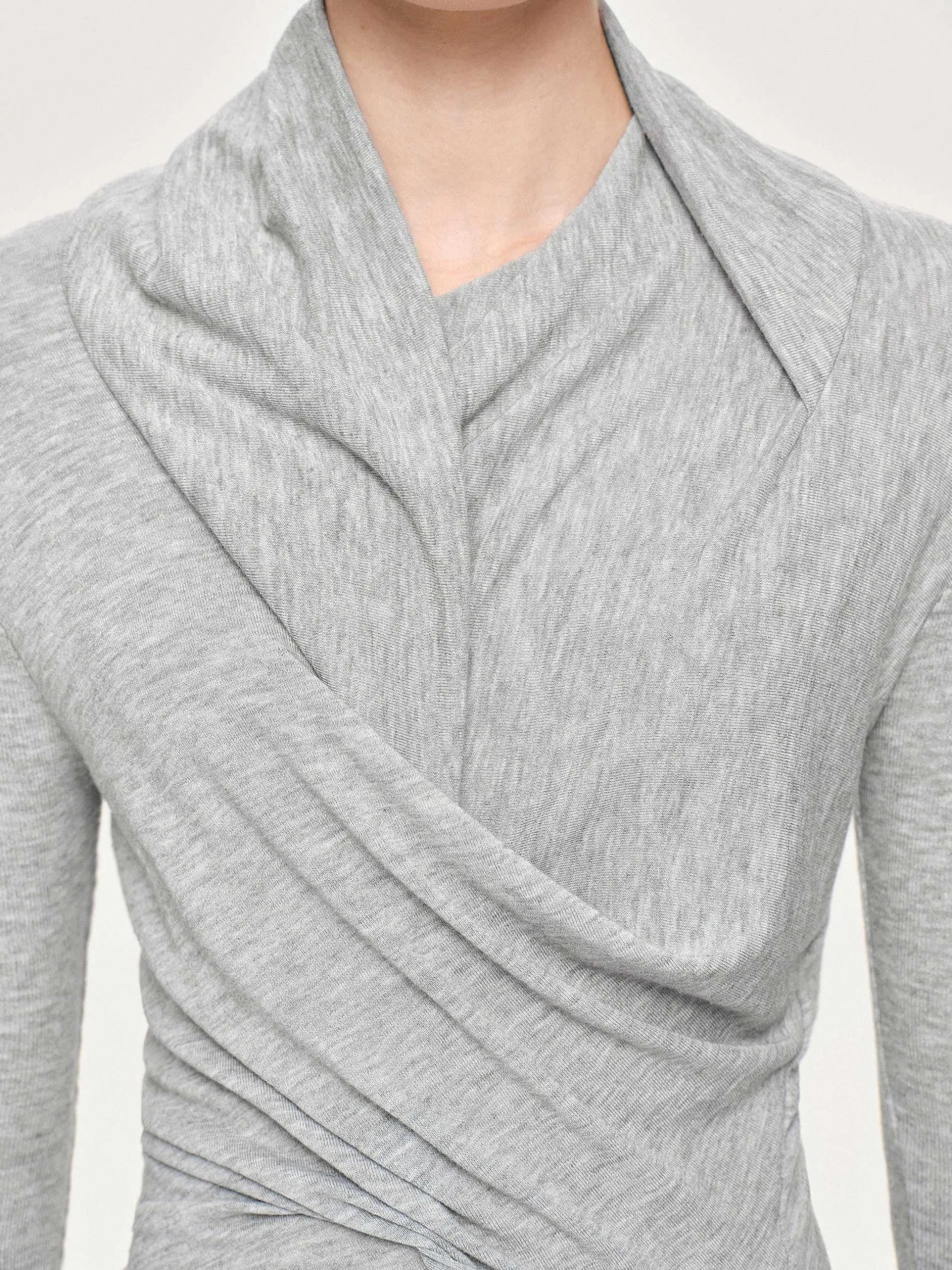 Clothing-Source Unknown Folgore Asymmetric Drape Top, Grey