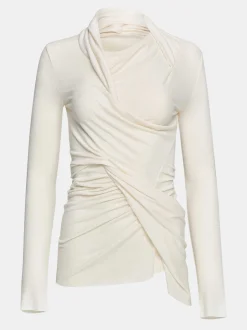 Tops-Source Unknown Folgore Asymmetric Drape Top, Ivory
