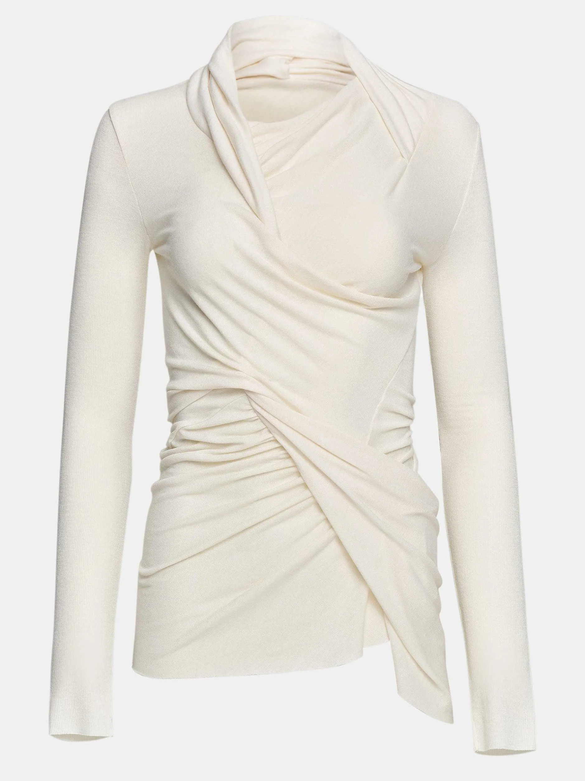 Clothing-Source Unknown Folgore Asymmetric Drape Top, Ivory
