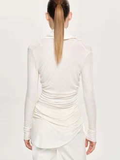 Clothing-Source Unknown Folgore Asymmetric Drape Top, Ivory