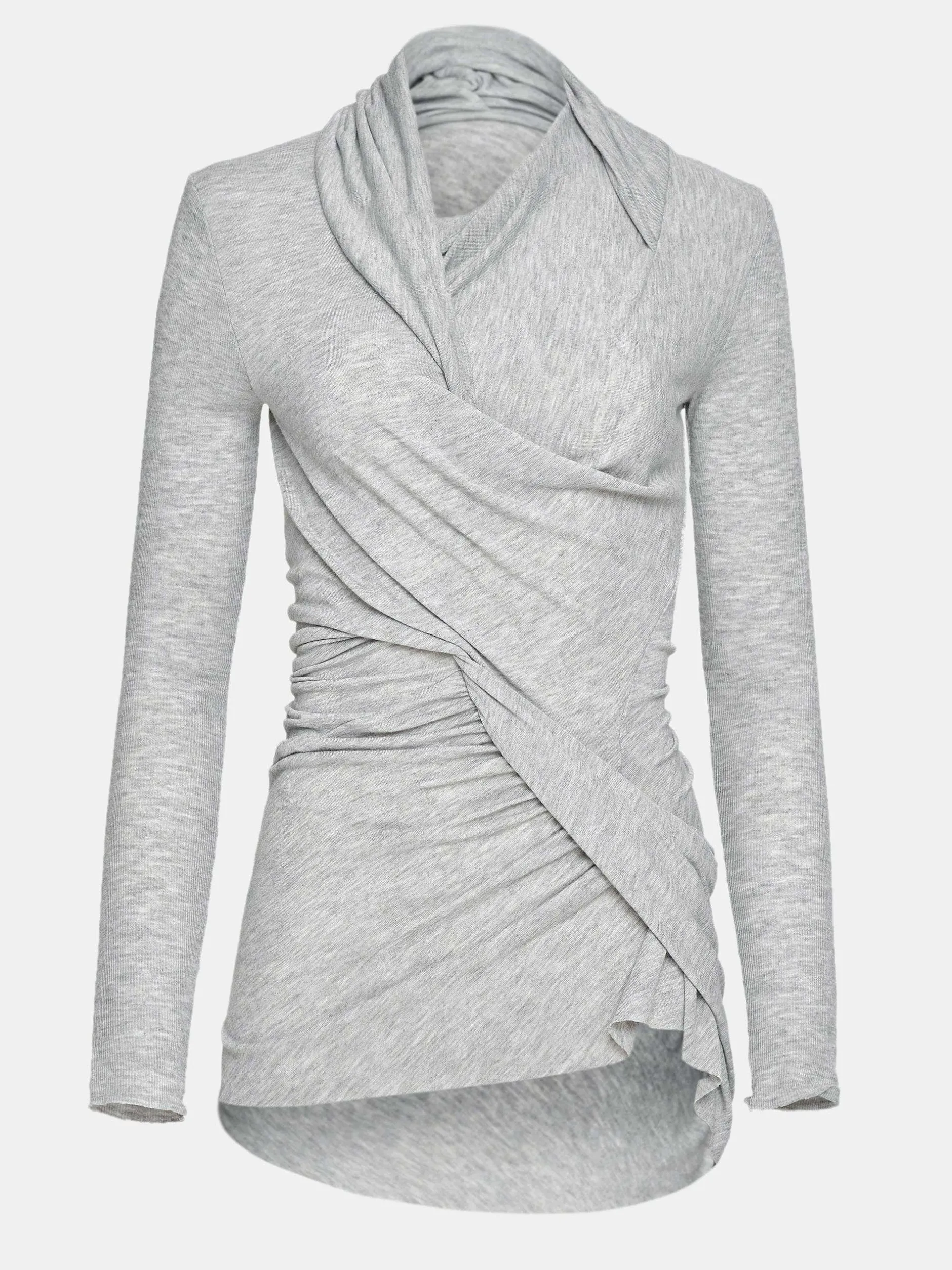 Tops-Source Unknown Folgore Asymmetric Drape Top, Grey