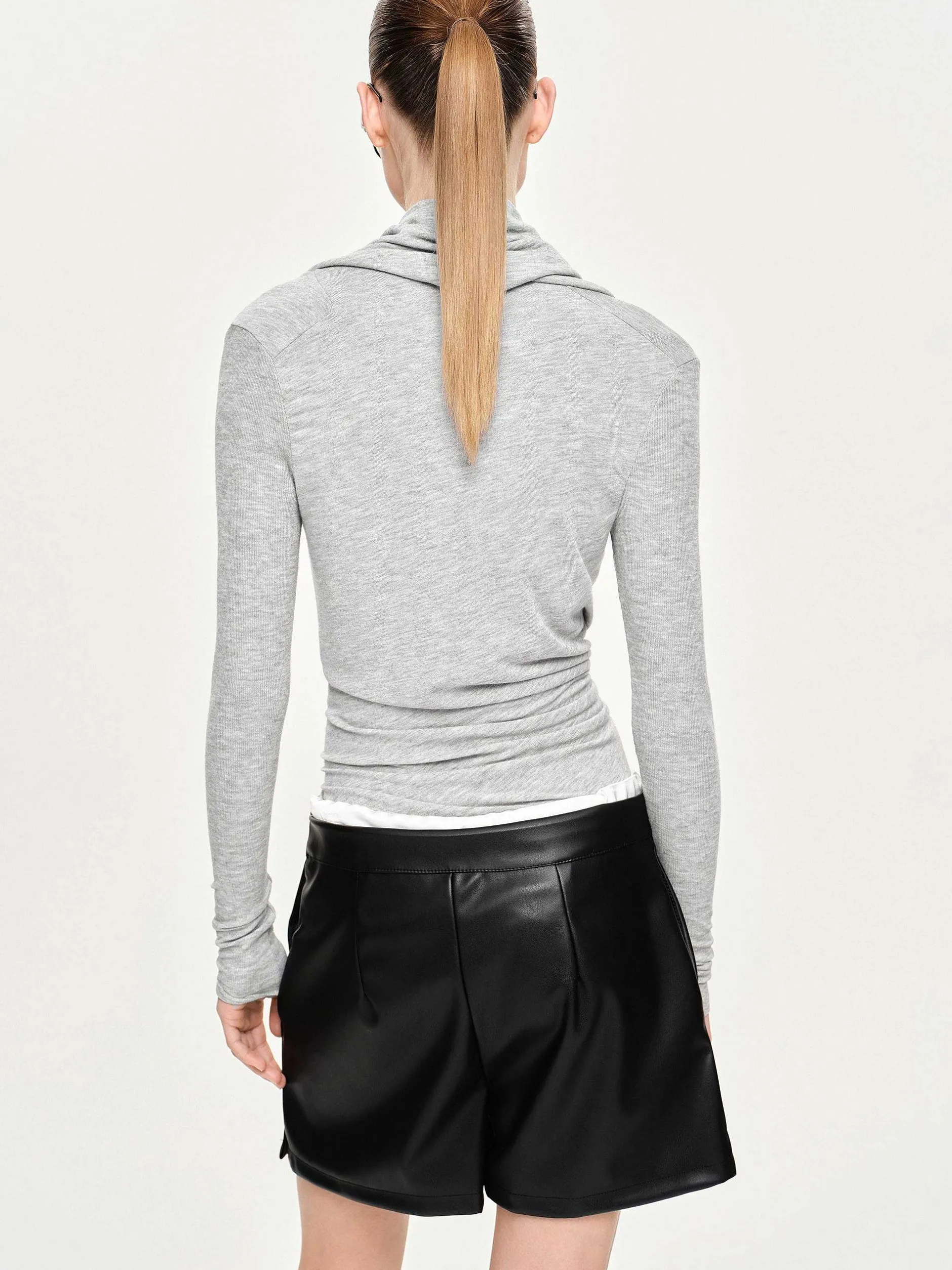 Tops-Source Unknown Folgore Asymmetric Drape Top, Grey