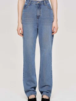 Denim-Source Unknown Full-Length Slim Jeans, Medium Blue