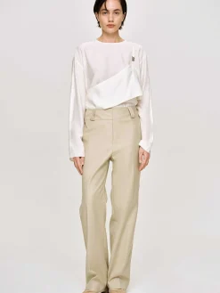 Clothing-Source Unknown Gabardine Straight-Leg Trousers, Beige