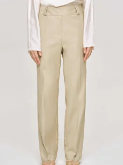Bottoms-Source Unknown Gabardine Straight-Leg Trousers, Beige