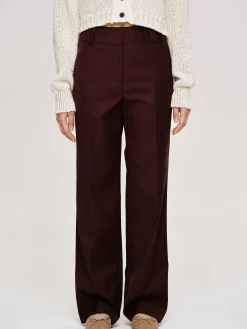 Clothing-Source Unknown Gabardine Suit Trousers, Merlot Brown