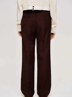 Clothing-Source Unknown Gabardine Suit Trousers, Merlot Brown