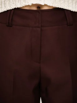Clothing-Source Unknown Gabardine Suit Trousers, Merlot Brown
