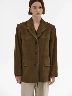 Accessories-Source Unknown Hailey Lambskin Blazer, Pecan