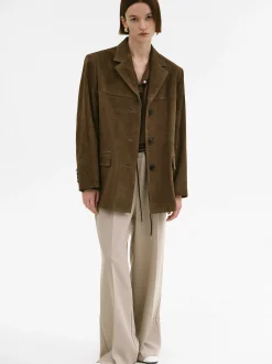 Accessories-Source Unknown Hailey Lambskin Blazer, Pecan