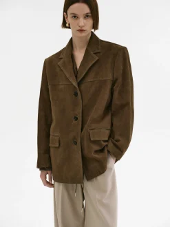 Accessories-Source Unknown Hailey Lambskin Blazer, Pecan