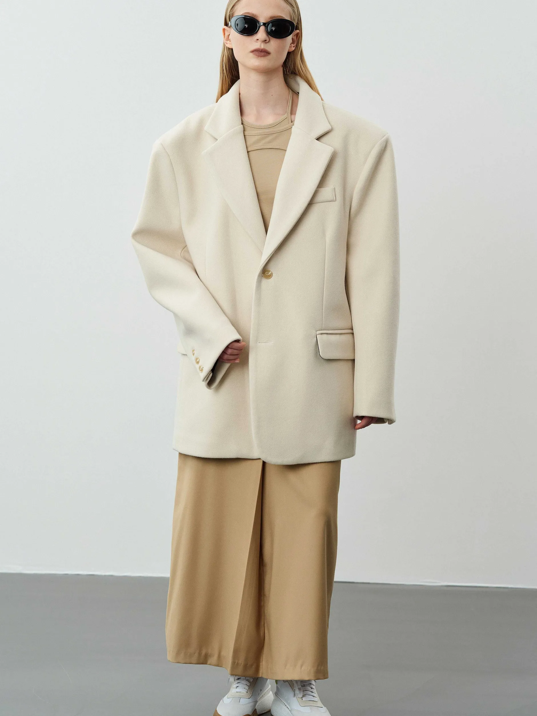 Accessories-Source Unknown Hayk Oversized Boyfriend Blazer, Cream