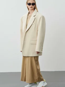 Accessories-Source Unknown Hayk Oversized Boyfriend Blazer, Cream