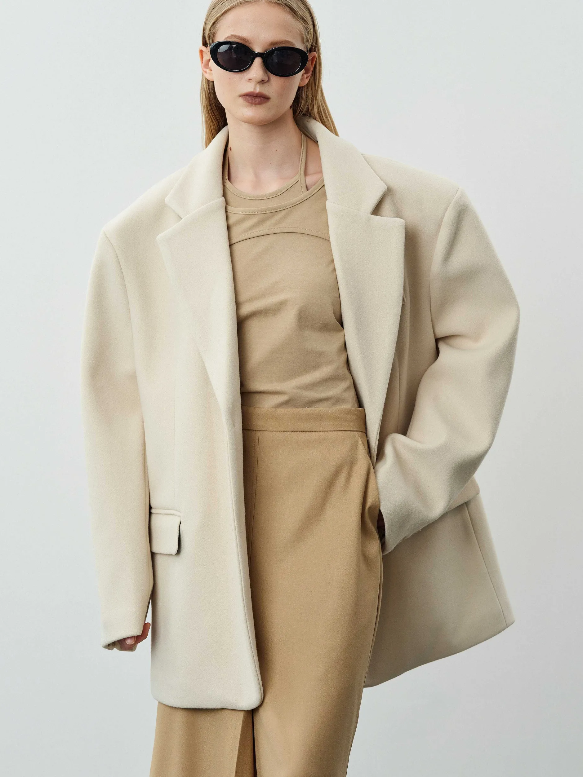 Accessories-Source Unknown Hayk Oversized Boyfriend Blazer, Cream