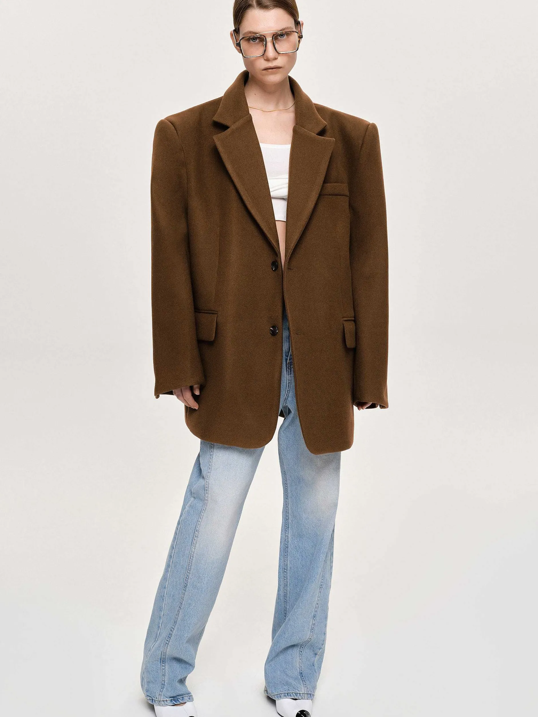 Accessories-Source Unknown Hayk Oversized Boyfriend Blazer, Java